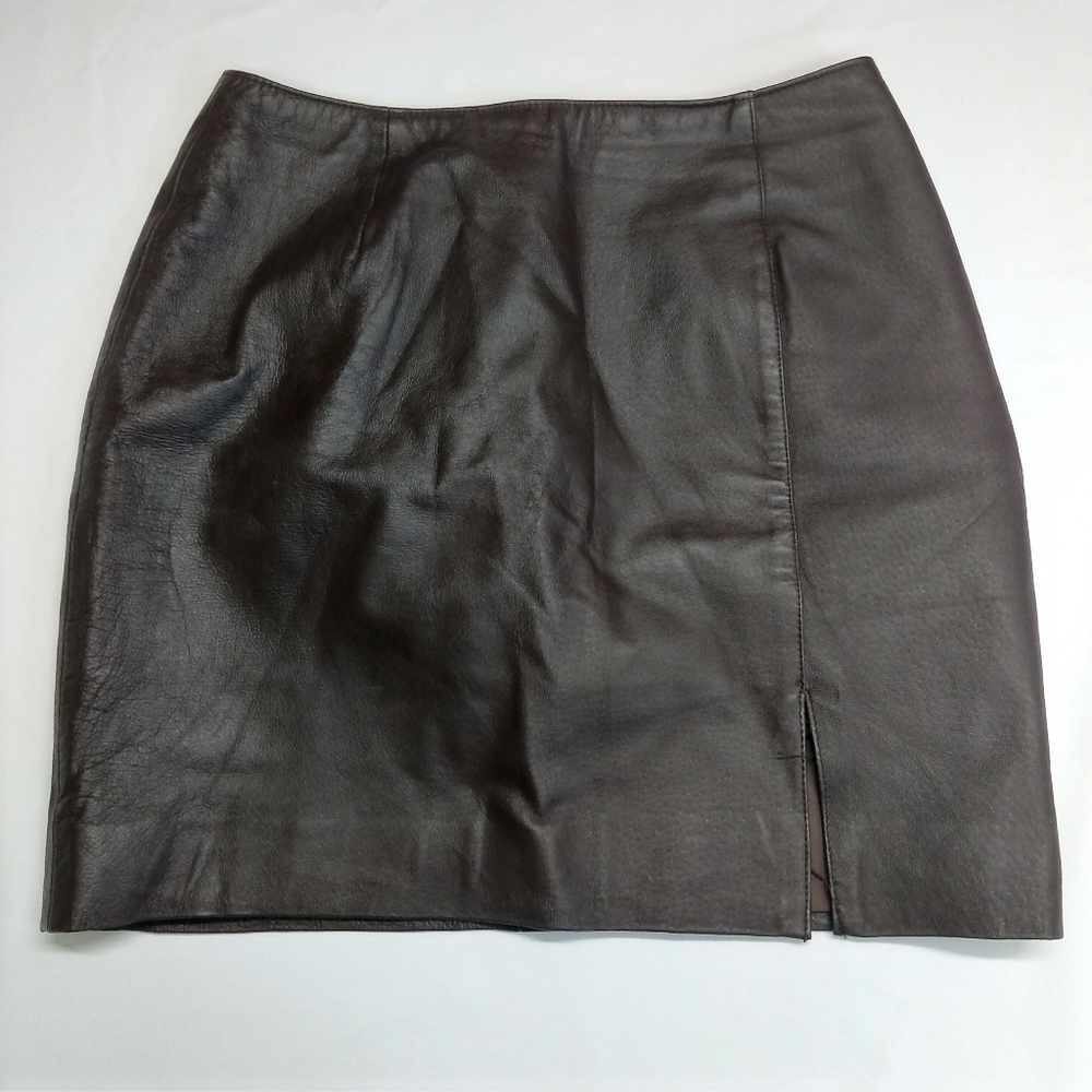 Newport News Leather Skirt Dark Brown Size 10
